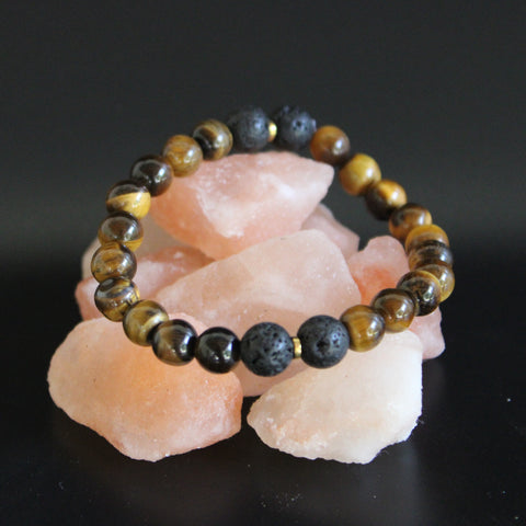 Gemstone Bracelet | Tiger's Eye + Lava Stone