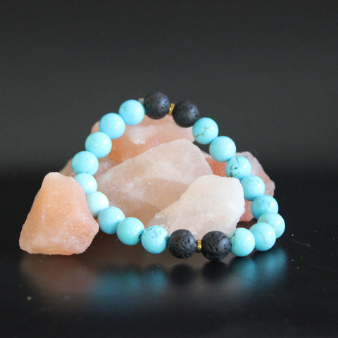 Gemstone Bracelet | Turquoise + Lava Stone