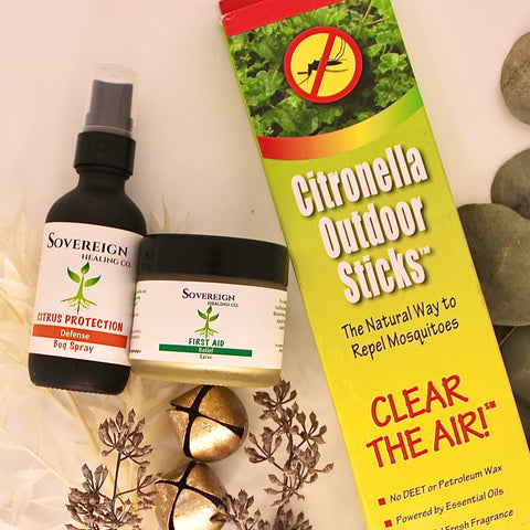 This bundle is an outdoor lover's answer to enjoy all the natural elements without the chemicals.  The outdoor sticks are an all natural recipe that burn similarly to incense. Our crowd pleasing citrus protection bug spray is an added layer of repellant and the first aid salve is an ointment for anything itchy, irritated or inflamed. A great remedy for sunburn, bug bites, rashes, razor burn, cuts and more!